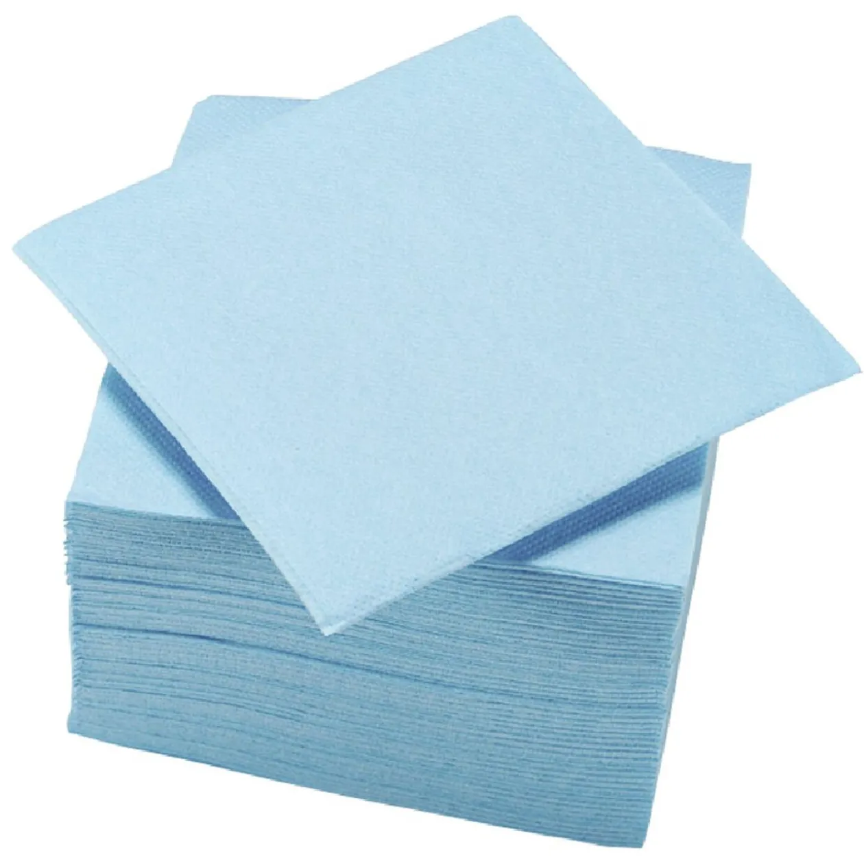 Serviette cocktail carrée bleu clair 2 plis en papier x40