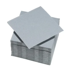 Serviette cocktail carrée gris clair 2 plis en papier x40