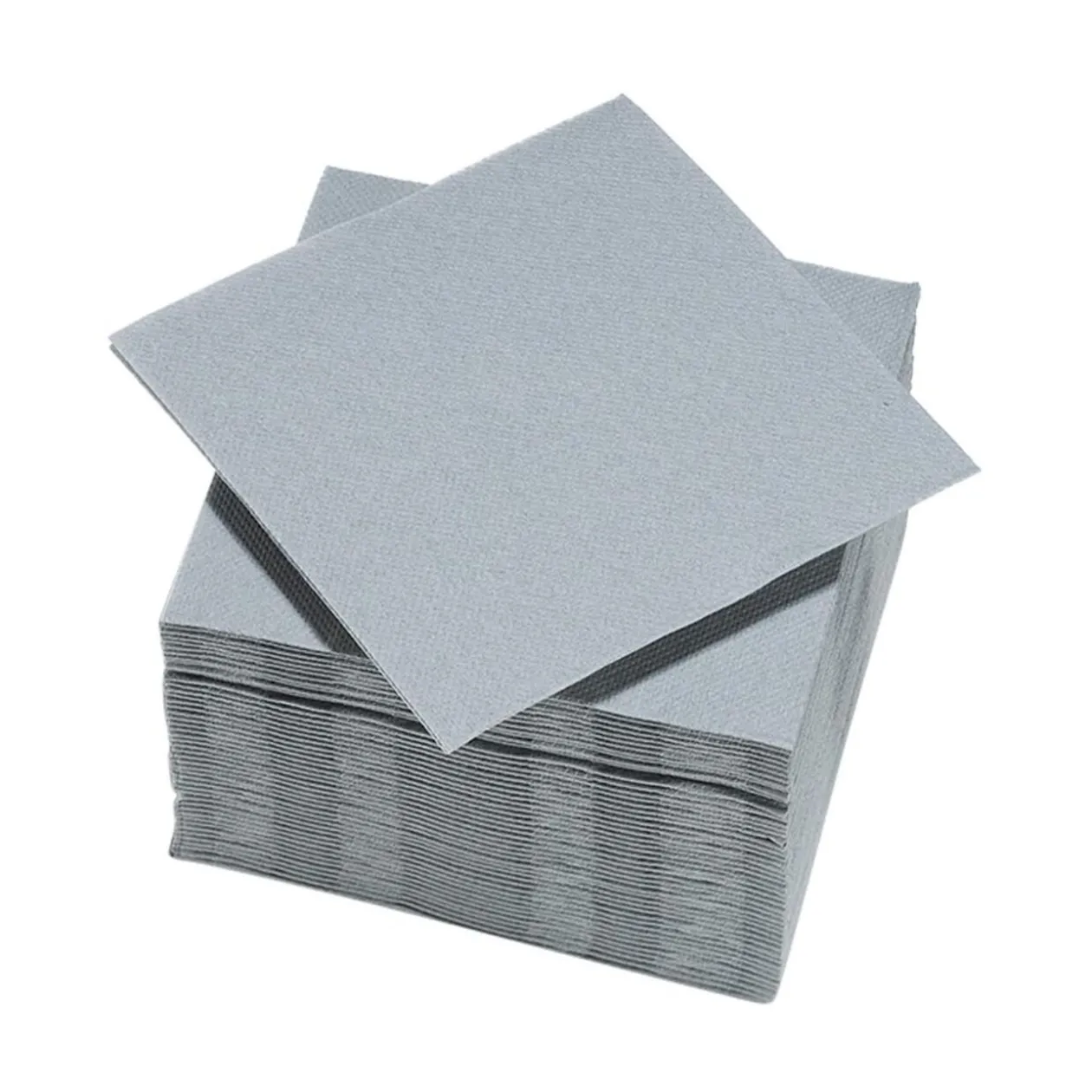 Serviette cocktail carrée gris clair 2 plis en papier x40