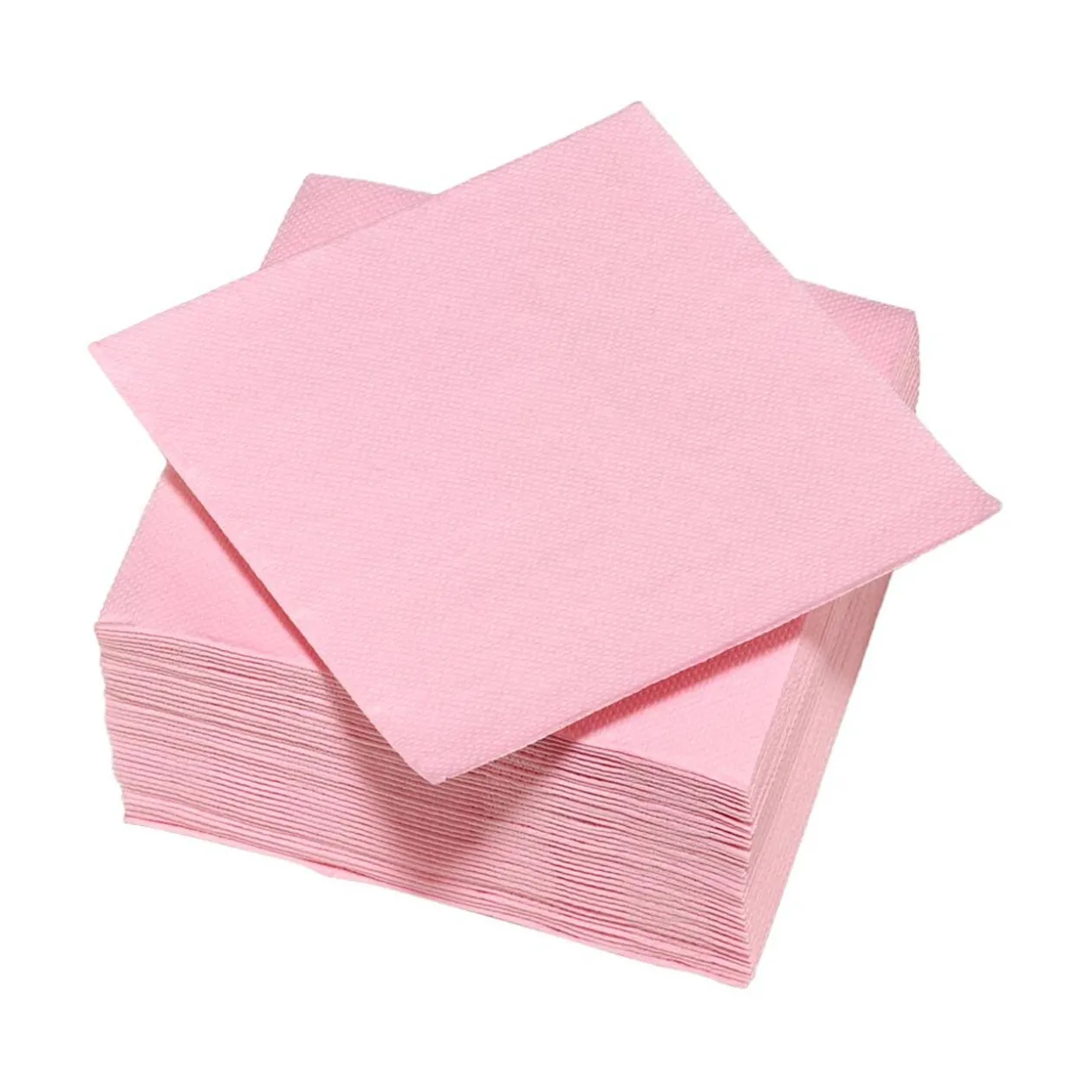 Serviette cocktail carrée rose 2 plis en papier x40
