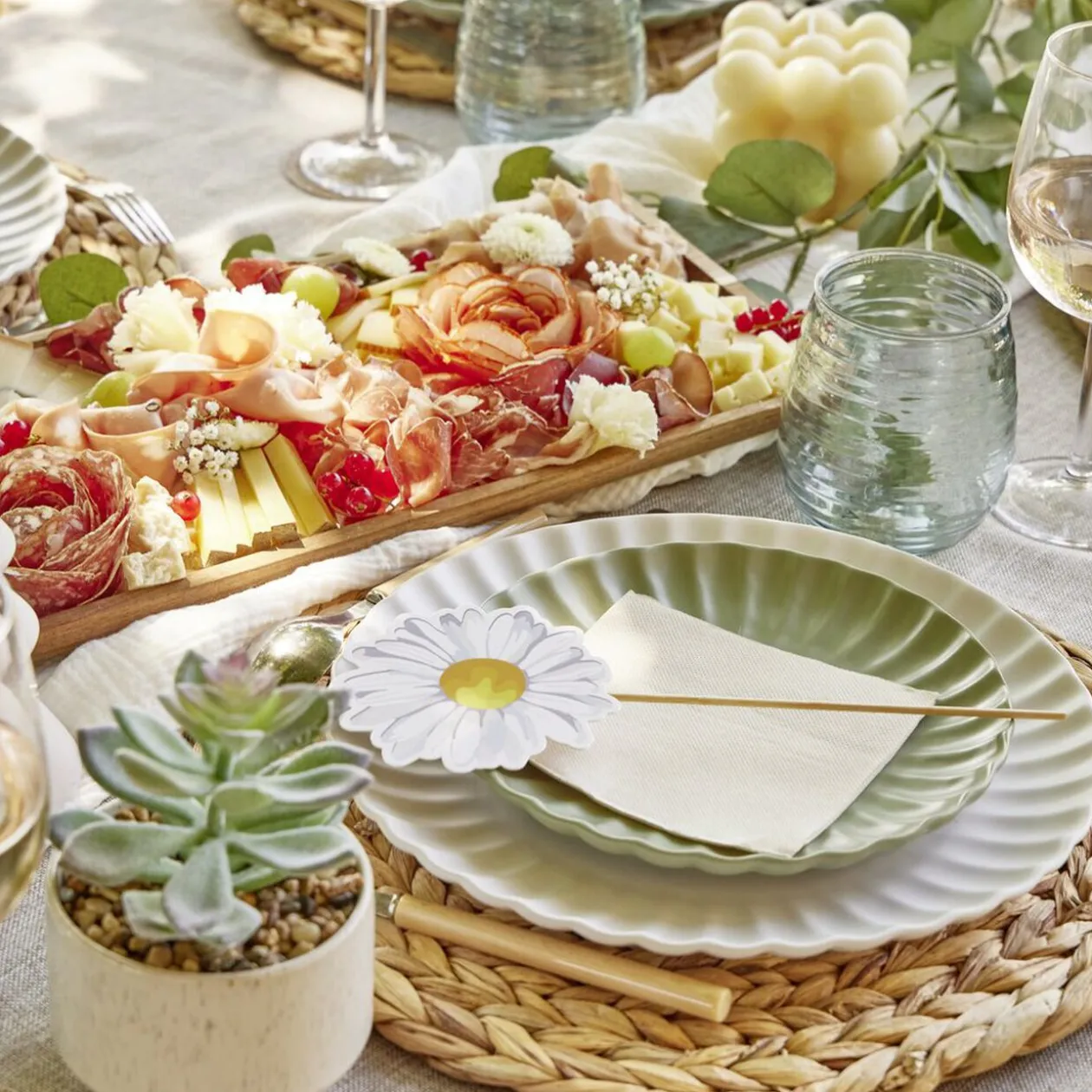 Serviette cocktail carrée blanc lin 2 plis en papier x40