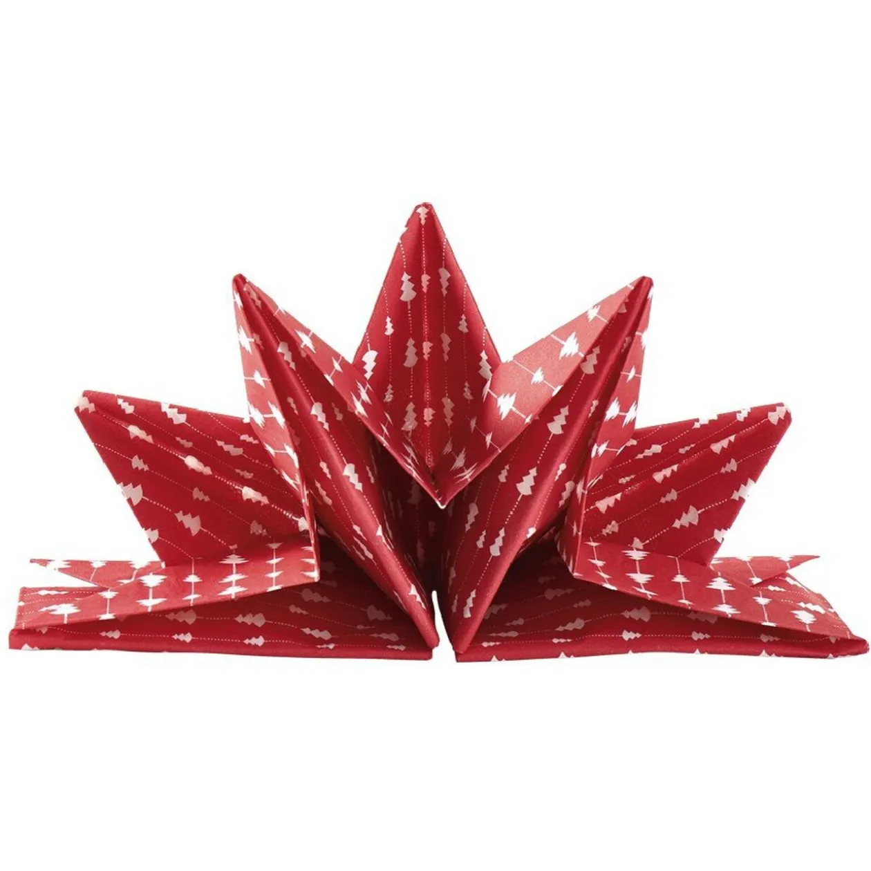 Serviette de Noël pré pliée rouge motif sapin x 12