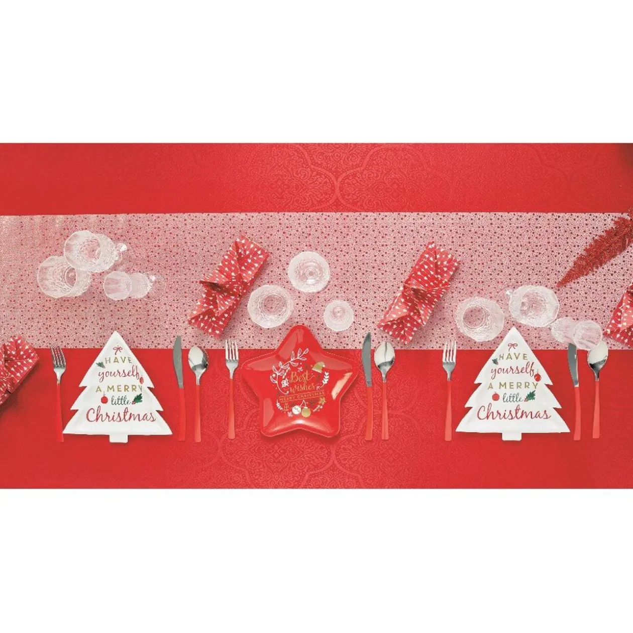 Serviette de Noël pré pliée rouge motif sapin x 12