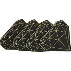 Serviette de table forme diamant noire décor doré x10