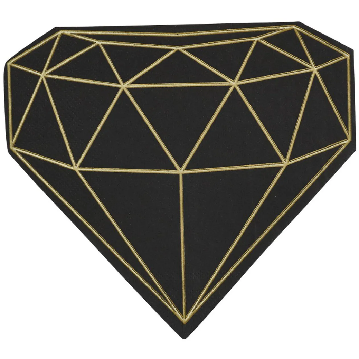 Serviette de table forme diamant noire décor doré x10