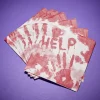 Serviette de table Halloween main ensanglantée HELP rouge et blanche x20