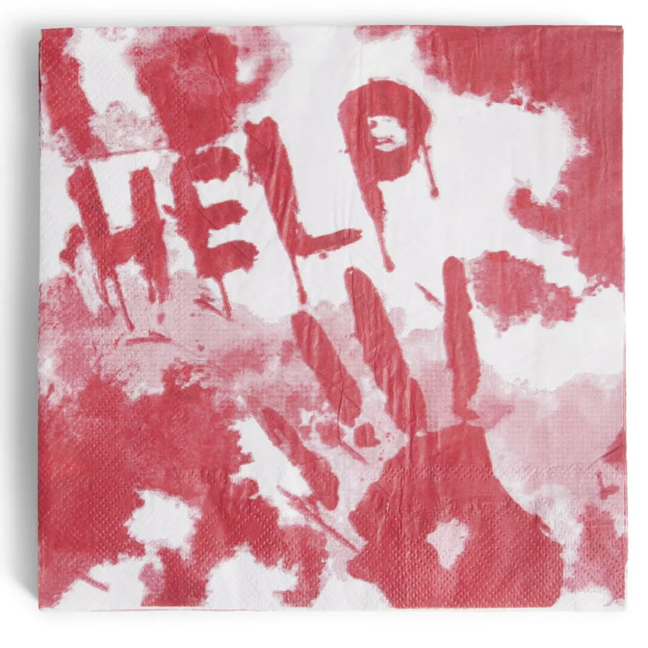 Serviette de table Halloween main ensanglantée HELP rouge et blanche x20