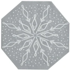 Serviette de table hexagonale argentée décor blanc x10