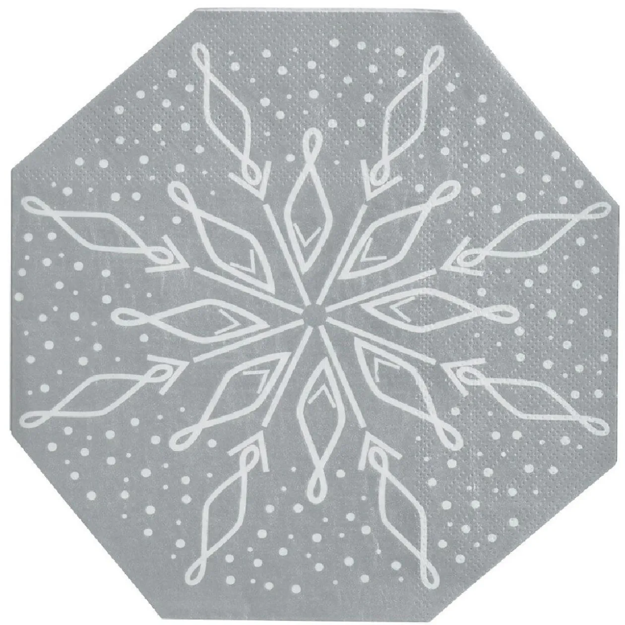 Serviette de table hexagonale argentée décor blanc x10