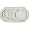 Serviette de table hexagonale blanche décor doré x10