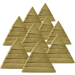 Serviette de table pré-pliée forme sapin dorée x10