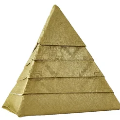 Serviette de table pré-pliée forme sapin dorée x10