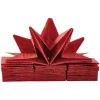 Serviette de table pré-pliée rouge étoiles dorées x12