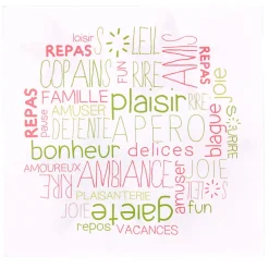 Serviette en papier avec inscriptions vertes et roses x20