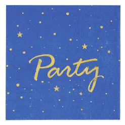 Serviette en papier bleu et étoile doré x 16