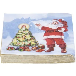 Serviette en papier décor sapin père Noël x20