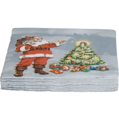Serviette en papier décor sapin père Noël x20