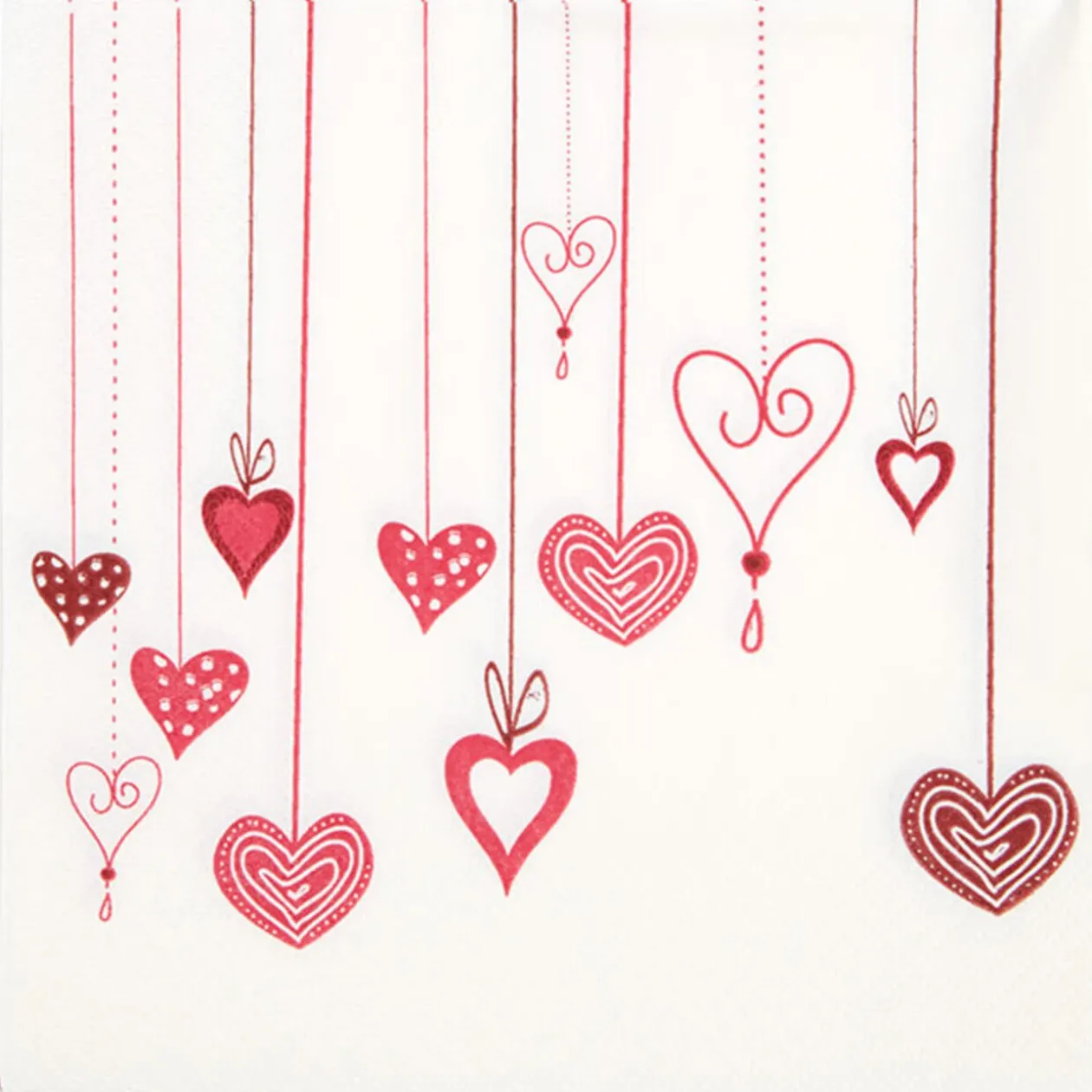 Serviette en papier design coeurs en folie x20