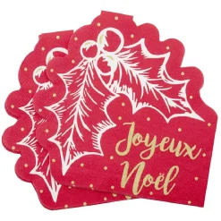 Serviette en papier design Houx rouge x10