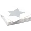 Serviette en papier imprimé étoile gris argent x20