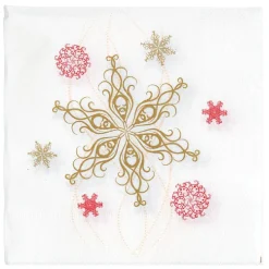 Serviette en papier imprimé guirlande de flocon rouge doré x20