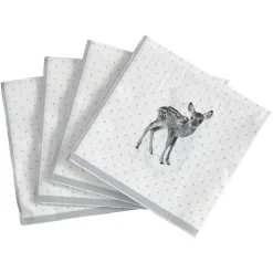 Serviette en papier imprimé bambi gris blanc x20