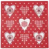 Serviette en papier imprimé coeur esprit Noël rouge blanc x20