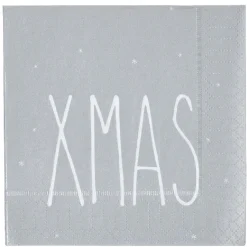Serviette en papier imprimé Noël gris blanc x20