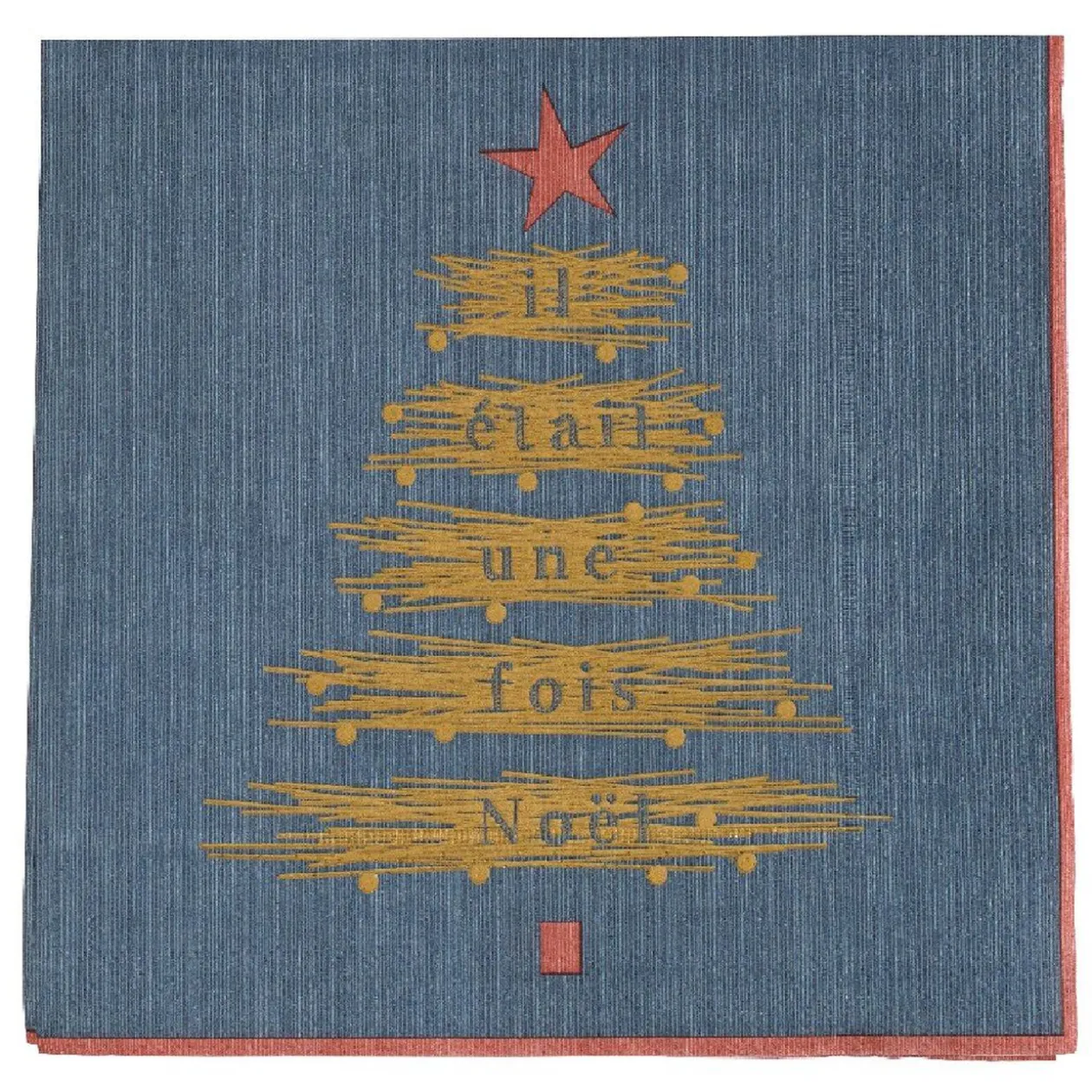 Serviette en papier imprimé Sapin Noël design bleu doré x20