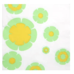 Serviette en papier motif fleurs vert fluo et jaune x20