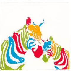 Serviette en papier motif zèbres colorés