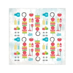 Serviette en papier motif barbecue brochettes x20