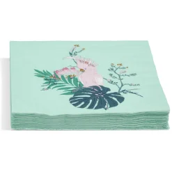 Serviette en papier motif oiseau tropical bleu vert x20