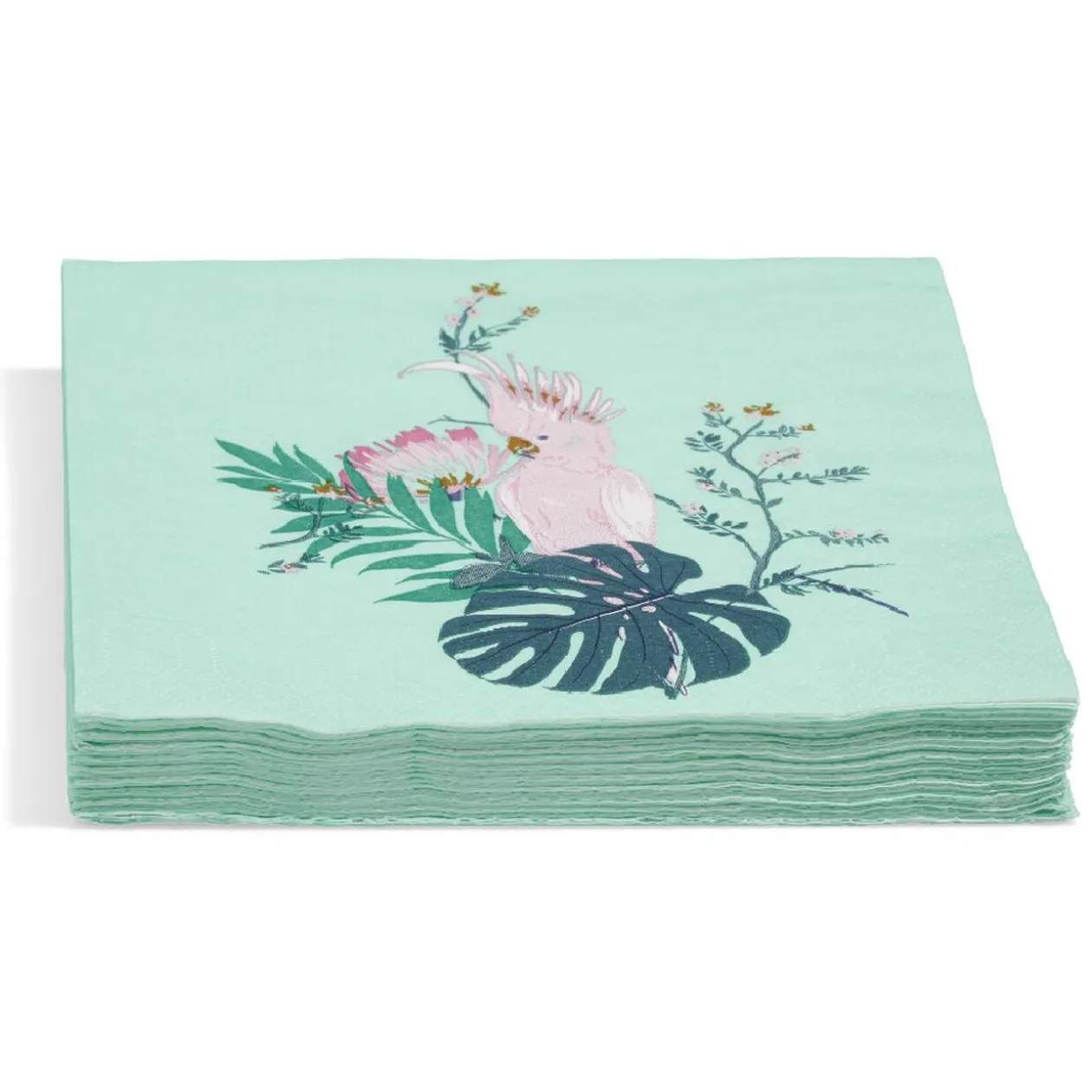 Serviette en papier motif oiseau tropical bleu vert x20