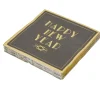 Serviette en papier noir et or design Happy New Year