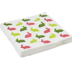 Serviette en papier Pâques motif lapins multicolores x20