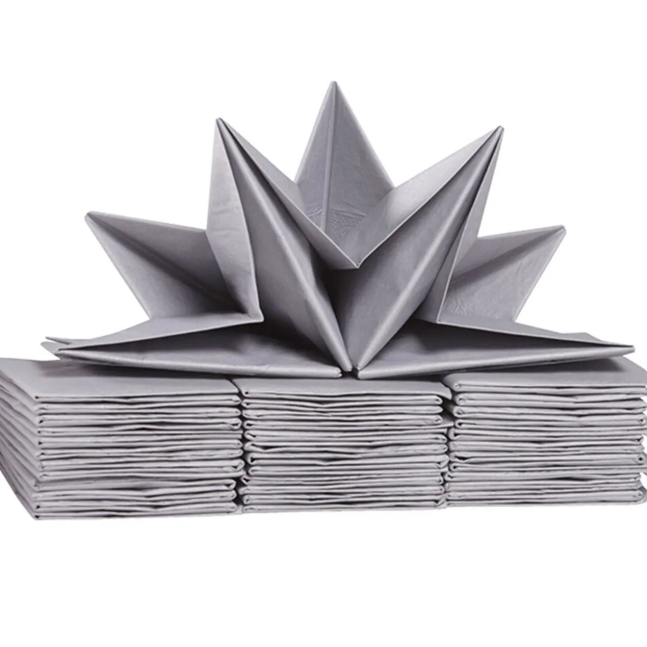 Serviette en papier pré pliée argentée x12