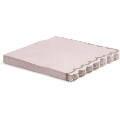 Serviette en papier rose et bord doré x 16