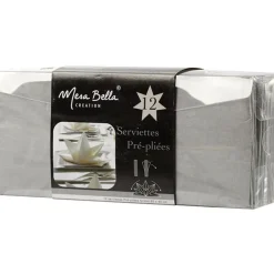 Serviette jetable pré pliée argentée x12