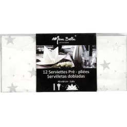 Serviette jetable pré pliée blanche étoiles argentées x12