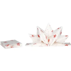 Serviette jetable pré pliée blanche étoiles rouges x12