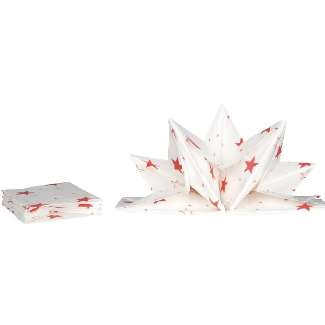 Serviette jetable pré pliée blanche étoiles rouges x12