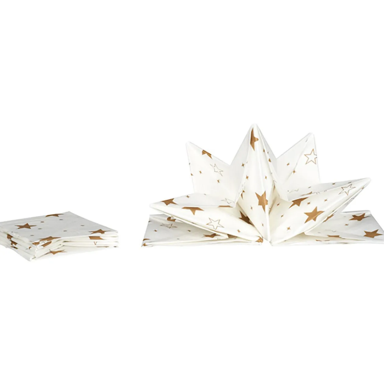 Serviette jetable pré pliée blanche étoiles dorées x12