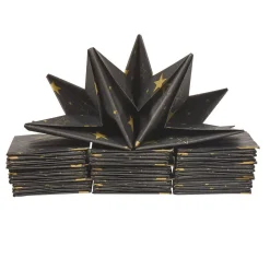 Serviette jetable pré pliée noire étoiles dorées x12