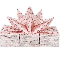 Serviette jetable pré pliée blanche sapins rouges x12
