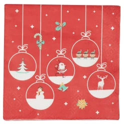 Serviette jetable rouge design suspensions de noël x20