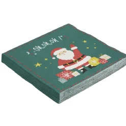 Serviette motif Père Noël verte x20