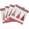 Serviette motif sapins blanche et rouge x20