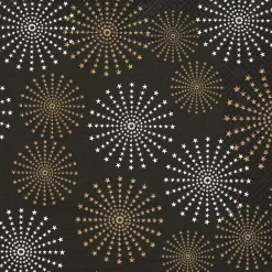 Serviette noire motif étoiles dorées et argentées x20