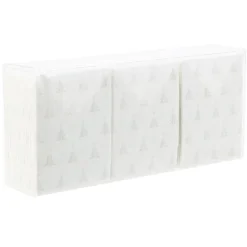 Serviette origami en papier motif sapin blanc argenté x12